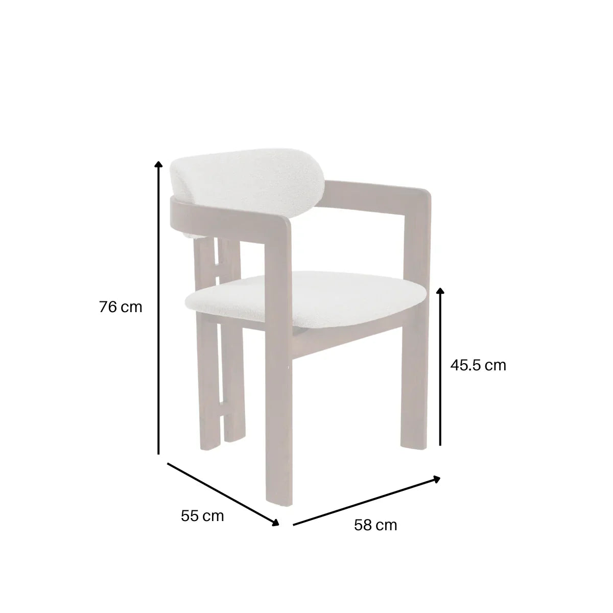 Clara Walnut Dark Wooden Ivory Boucle Fabric Dining Chairs - Pairs -