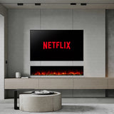 50 60 71 80 Inch HD+ Borderless Glass Black Electric Clarendon UHD Media 3D Flame LED Media Fire