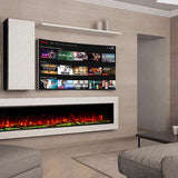 50 60 71 80 Inch HD+ Borderless Glass Black Electric Clarendon UHD Media 3D Flame LED Media Fire