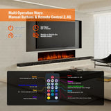 50 60 71 80 Inch HD+ Borderless Glass Black Electric Clarendon UHD Media 3D Flame LED Media Fire