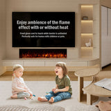50 60 71 80 Inch HD+ Borderless Glass Black Electric Clarendon UHD Media 3D Flame LED Media Fire