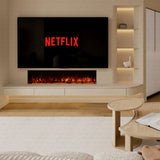50 60 71 80 Inch HD+ Borderless Glass Black Electric Clarendon UHD Media 3D Flame LED Media Fire