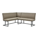 Regent Corner Leather Sand Taupe Bench Set - Left Hand Facing