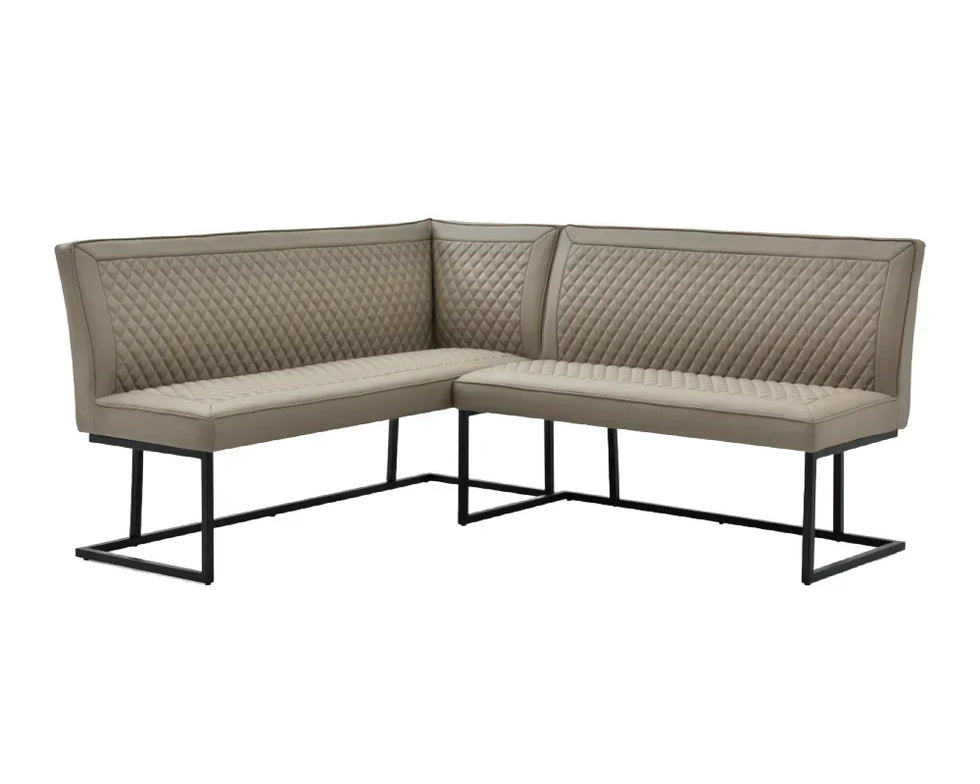 Nova Corner Leather Sand Taupe Bench Set - Left Hand Facing