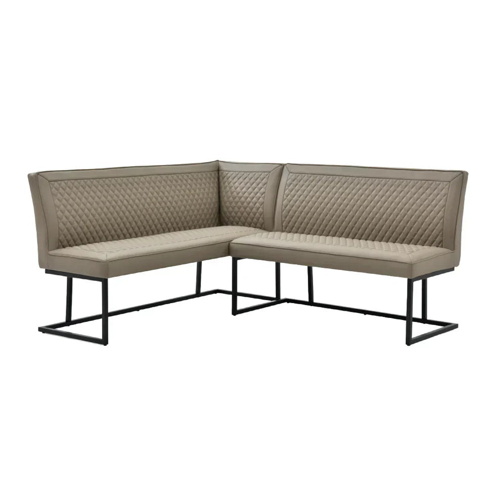 Regent Corner Leather Sand Taupe Bench Set - Right Hand Facing