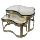 Richmond Interiors Fairfield Brass Antique Coffee Table Set of 2