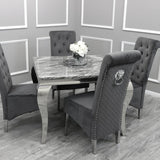 Louis 100cm Square Marble / Glass Dining Table - Belmont Interiors