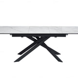 Cosma 180-230cm White Ceramic Marble Dining Table