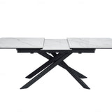 Cosma 180-230cm White Ceramic Marble Dining Table