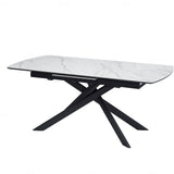 Cosma 180-230cm White Ceramic Marble Dining Table