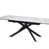 Cosma 180-230cm White Ceramic Marble Dining Table