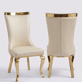 Miami Cream/Gold Fabric Dining Chairs - Pairs