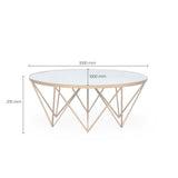 DI Designs Crofton White Marble Glass & Gold Round Coffee Table