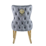 Arianna Marble & Gold Dining Table With Victoria Quilted Gold Lion Knocker Velvet Chairs