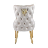 Louis 120cm Cream & Gold Marble Dining Table + Valente Cream Gold Lion Knocker Velvet Chairs-Esme Furnishings