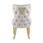 Louis 160cm Cream & Gold Marble Dining Table + Valente Cream Gold Lion Knocker Velvet Chairs-Esme Furnishings