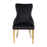 Arianna Marble & Gold Dining Table With Victoria Quilted Gold Lion Knocker Velvet Chairs
