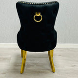 Sofia Round Cream & Gold Marble Dining Table with Victoria Knocker Chairs