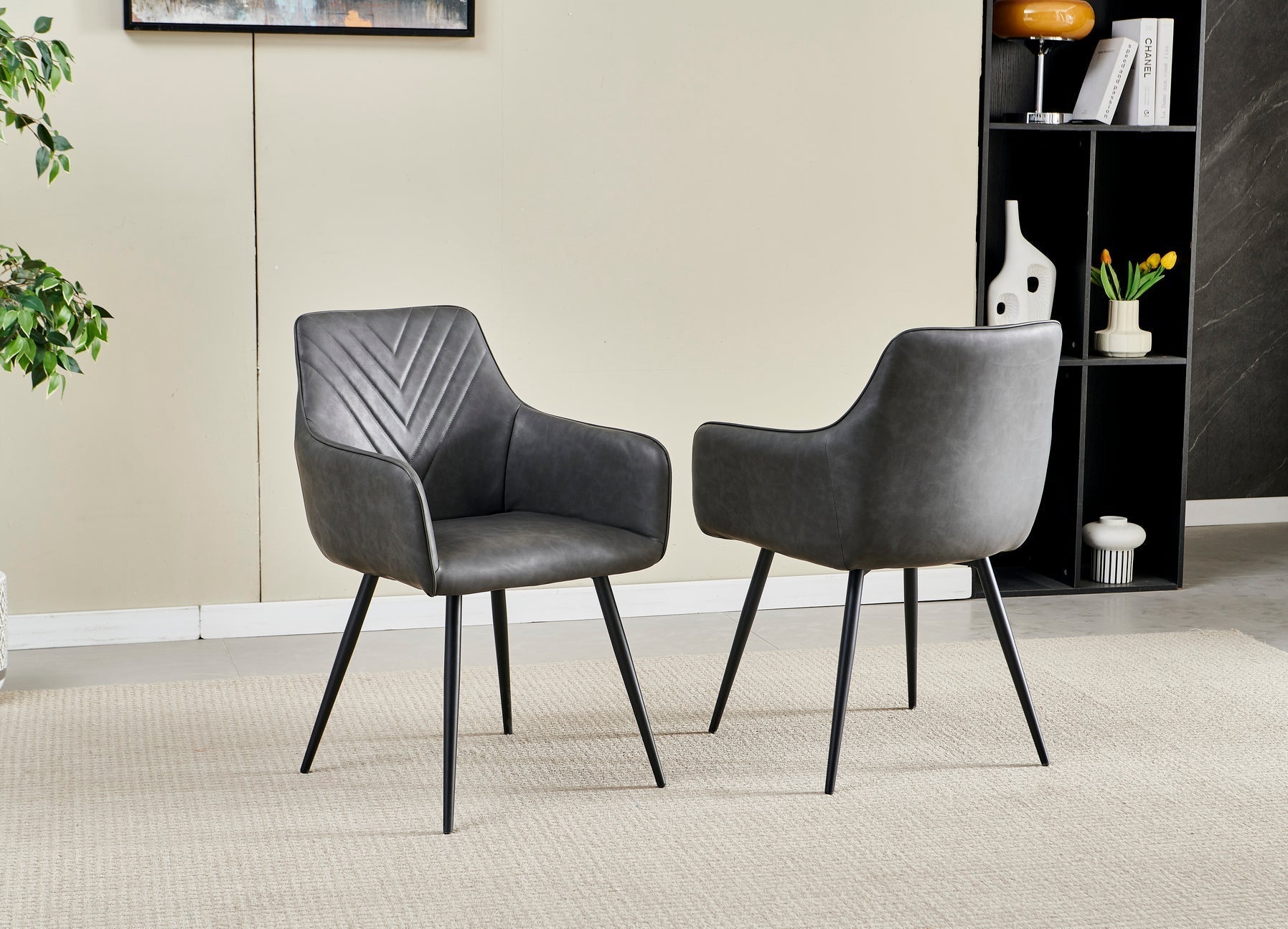 Miami 120cm Cream Gold Dining Table With Ceramic Top + Grey PU Leather Dining Chairs