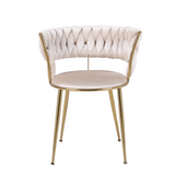 Camilla Luxury Cream & Gold Velvet Dining Chair Gold Legs