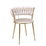 Camilla Luxury Cream & Gold Velvet Dining Chair Gold Legs