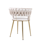 Camilla Luxury Cream & Gold Velvet Dining Chair Gold Legs