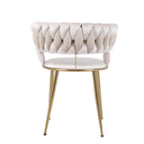 Camilla Luxury Cream & Gold Velvet Dining Chair Gold Legs