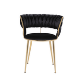 Camilla Luxury Black & Gold Velvet Dining Chair Gold Legs