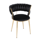 Camilla Luxury Black & Gold Velvet Dining Chair Gold Legs
