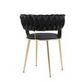 Camilla Luxury Black & Gold Velvet Dining Chair Gold Legs