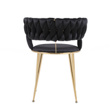 Camilla Luxury Black & Gold Velvet Dining Chair Gold Legs