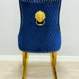 Sofia Black Gold Marble Dining Table with Majestic Black Gold Knocker Chair