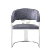 Louis Marble & Chrome Dining Table With Savoy Grey Fabric Chairs