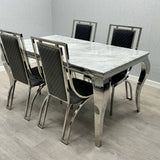 Sofia Grey Marble Dining Table with Windsor Chairs
