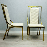Sofia Cream Gold Marble Dining Table with Windsor Chairs