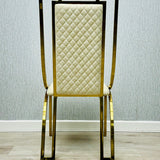 Sofia Cream Gold Marble Dining Table with Windsor Chairs
