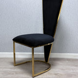 Louis Marble & Gold Dining Table With Florence High Back Velvet Chairs