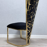 Arianna 160cm Marble & Gold Dining Table With Florence High Back Dining Chairs Gold Legs