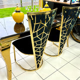 Sofia Black Gold Marble Dining Table Set with Vienna & Gold Chairs