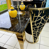 Sofia Cream Gold Marble Dining Table Set with Vienna Chairs