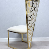 Arianna 160cm Marble & Gold Dining Table With Florence High Back Dining Chairs Gold Legs