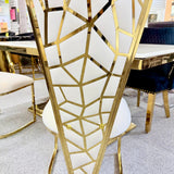 Louis Marble & Gold Dining Table With Florence High Back Velvet Chairs