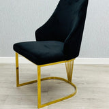 Arial Marble & Gold Dining Set With Carlton Dining Chairs Gold Legs Set