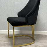 Arial Marble & Gold Dining Set With Carlton Dining Chairs Gold Legs Set