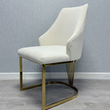 Arial Marble & Gold Dining Set With Carlton Dining Chairs Gold Legs Set