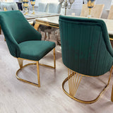 Arial Marble & Gold Dining Set With Carlton Dining Chairs Gold Legs Set