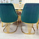 Arial Marble & Gold Dining Set With Carlton Dining Chairs Gold Legs Set