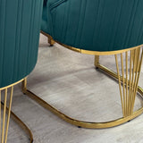 Brompton Green/Gold Plush Velvet Dining Chair