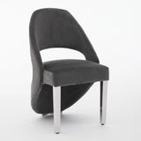 Santos Grey Plush Velvet Dining Chair Chrome Legs