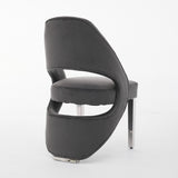 Santos Grey Plush Velvet Dining Chair Chrome Legs